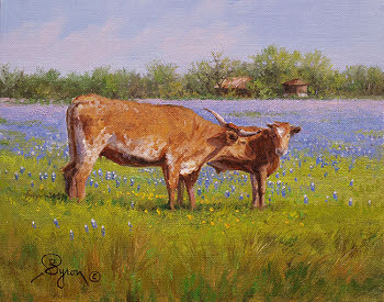 Baby Cow Oil Painting good