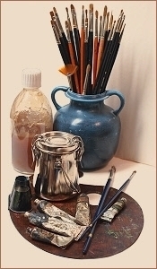 image of art supplies learn how to oil paint