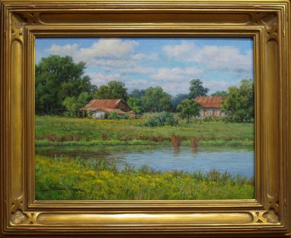 landscape oil painting of barns by artist William Hagerman