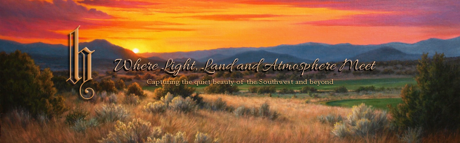 Southwestern sunset landscape painting by William Hagerman used as the homepage banner