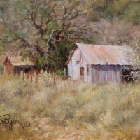 Old New Mexico Barns landscape oil painting by William "Byron" Hagerman artist