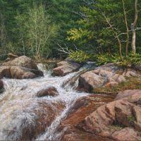 realistic waterfall landscape oil painting by William Hagerman